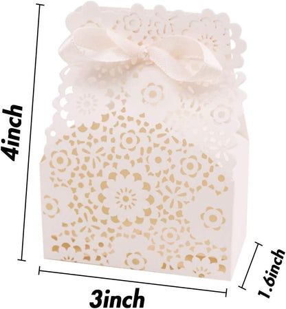 50PCS Mini Lvory White Paper Laser Cut Gift Candy Box Wedding European Hollow Small Gift Boxes for Wedding Bridal Shower Baby Birthday Party Anniverary - Lasercutwraps Shop