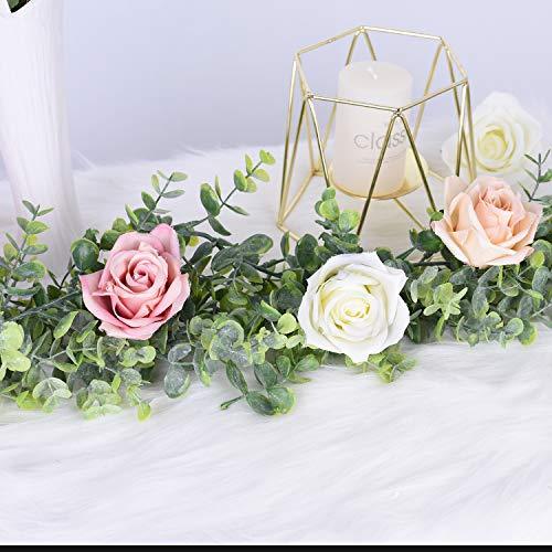 Faux Eucalyptus Garland Plant, 2 Pack Artificial Vines Hanging Eucalyptus Leaves Greenery Garland for Wedding Backdrop Arch Wall Decor, 6 Feet/pcs UV Protected Indoor Outdoor - Lasercutwraps Shop