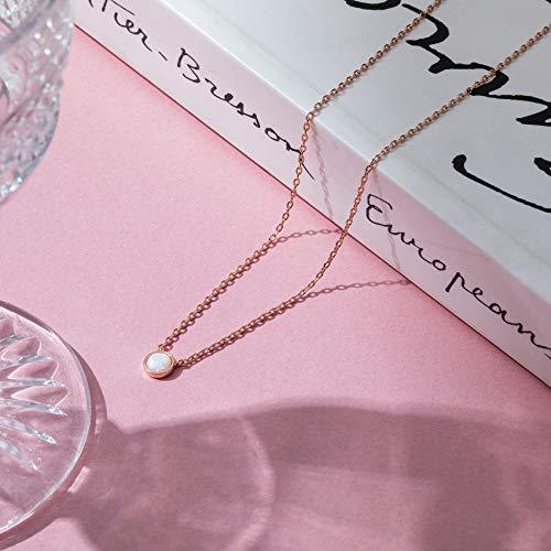 14K Rose Gold Plated Round Created White Opal Necklace | Opal Necklaces for Women - Lasercutwraps Shop
