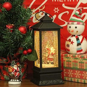 Christmas Snow Globe Lantern with Music, Battery Operated Lighted Swirling Glitter Water Lantern with Timer - Lasercutwraps Shop