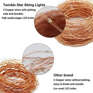 200 LED 66 FT Copper String Lights Fairy String Lights 8 Modes LED String Lights USB Powered with Remote Control for Christmas Tree Wedding Party Home Decoration, Warm White - Lasercutwraps Shop
