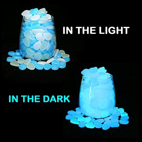 Glow in The Dark Garden Pebbles Stones Rocks for Yard and Walkways Decor, DIY Decorative Luminous Stones in Blue (100 PCS) - Lasercutwraps Shop