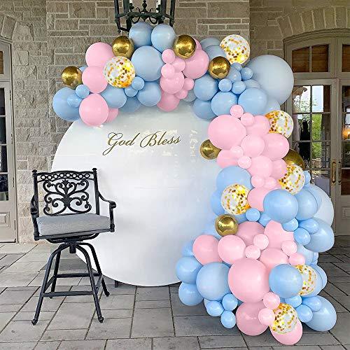 90pcs Blue and Pink Macaron Balloons, Gold Confetti & Gold Metallic Foil Balloons Garland Kit Macaron Latex Balloon for Birthday Baby Shower Gender Reveal Party Decorations - Lasercutwraps Shop