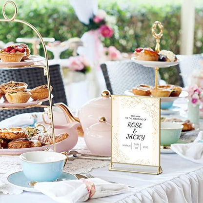 6pcs Clear Acrylic Sign Holder with Gold Borders for Wedding Table Numbers - Lasercutwraps Shop