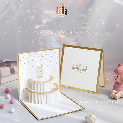 Foil Cake 3D Greeting Card Happy Birthday Handmade Birthday Gift Cute Birthday Card - Lasercutwraps Shop