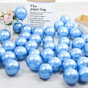 100pcs 5inch Tiny Blue Silver Chrome Metallic Latex Balloons for Birthday Party Bridal Baby Shower Engagement Wedding Party Decorations (Blue Silver) - Lasercutwraps Shop