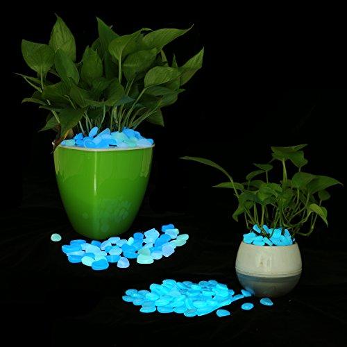 Glow in The Dark Garden Pebbles Stones Rocks for Yard and Walkways Decor, DIY Decorative Luminous Stones in Blue (100 PCS) - Lasercutwraps Shop