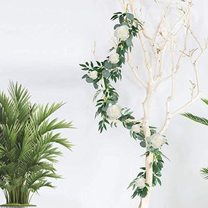 2pcs Artificial Eucalyptus Garland with Flowers Greenery Garland Willow Vines for Wedding Decor - Lasercutwraps Shop