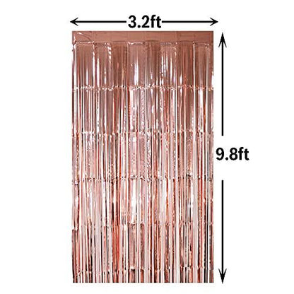 2Pcs 3.2 ft x 9.8 ft Metallic Tinsel Foil Fringe Curtains for Wedding Backdrop - Lasercutwraps Shop