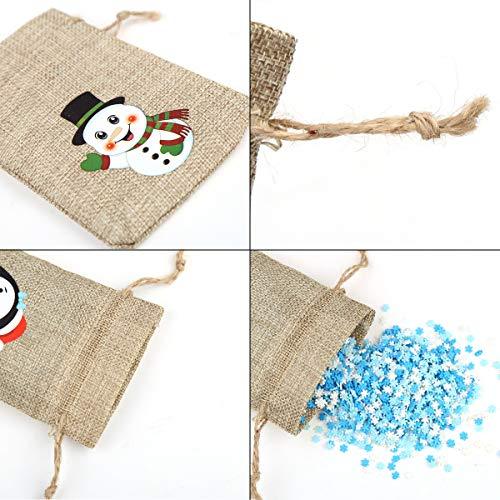 36pcs Christmas Linen Bags with Drawstrings Christmas Burlap Goody Gift Bags with Double Jute Drawstrings, 4 designs Snowman, Santa Claus, Penguin and Elk - Lasercutwraps Shop