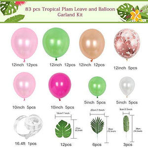 83 Pieces Tropical Balloons Garland Kit DIY Luau Balloon Arch Garland with Tropical Leaf - Lasercutwraps Shop