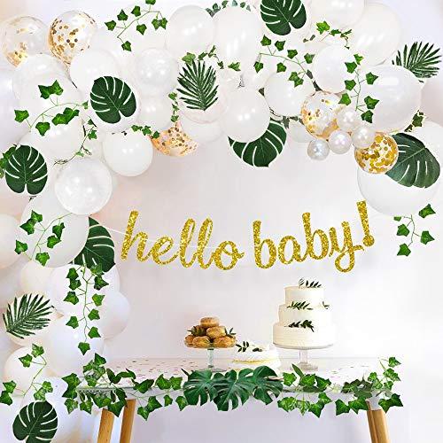 Boho Fake Greenery Baby Shower Decorations Neutral with Balloon Garland Arch Kit - Lasercutwraps Shop