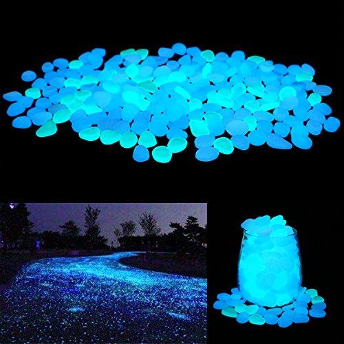 Glow in The Dark Garden Pebbles Stones Rocks for Yard and Walkways Decor, DIY Decorative Luminous Stones in Blue (100 PCS) - Lasercutwraps Shop