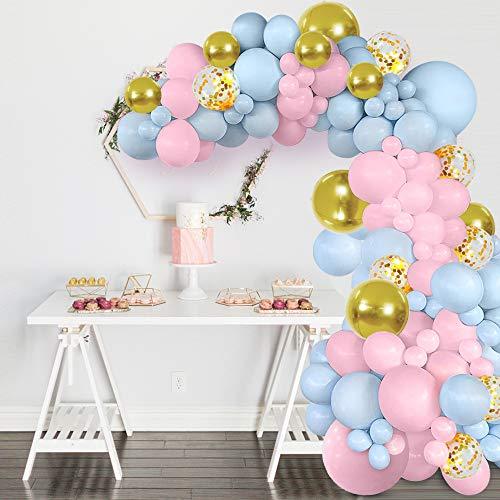90pcs Blue and Pink Macaron Balloons, Gold Confetti & Gold Metallic Foil Balloons Garland Kit Macaron Latex Balloon for Birthday Baby Shower Gender Reveal Party Decorations - Lasercutwraps Shop