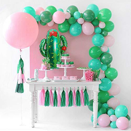 80Pcs Pink Green Giant Cactus Balloon Garland for Birthday Party Baby Shower Decoration - Lasercutwraps Shop