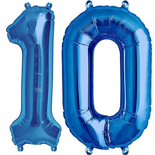 Number 10 Balloons, 40 Inch Foil Balloons, Sapphire Blue - Lasercutwraps Shop