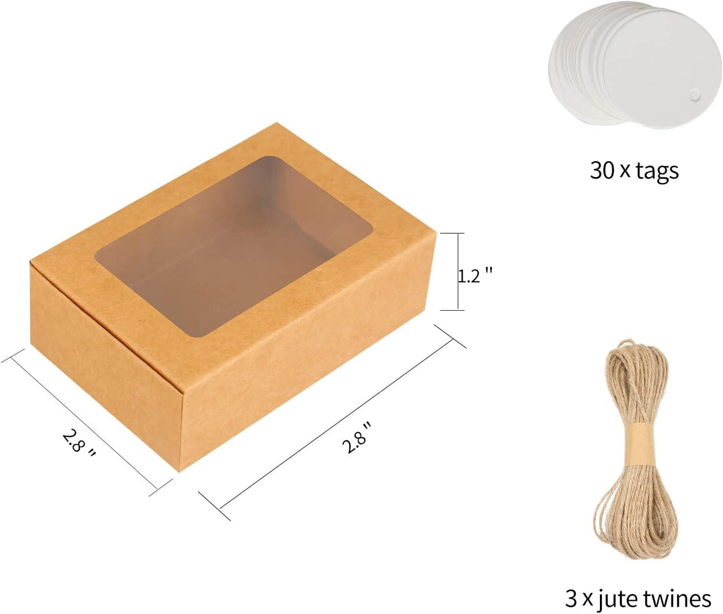 Mini Kraft Boxes with Window Soap Boxes for Homemade Soap Candy Chocolate Bakery Cookies Soap Packaging - Lasercutwraps Shop