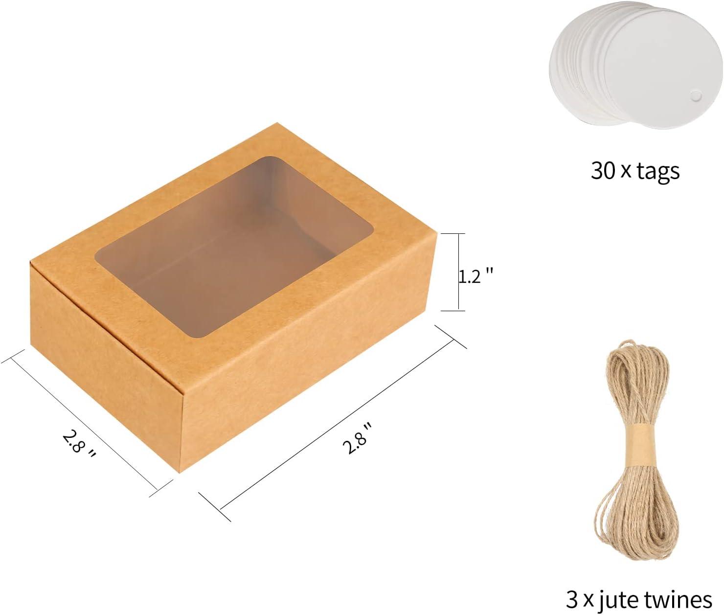 Mini Kraft Boxes with Window Soap Boxes for Homemade Soap Candy Chocolate Bakery Cookies Soap Packaging - Lasercutwraps Shop