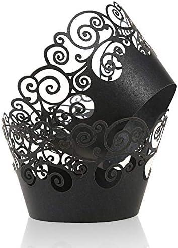 100 Pack Cupcake Wraps Filigree Artistic Bake Cake Paper Cup Little Vine Laser Cut Liner Baking Cups - Lasercutwraps Shop