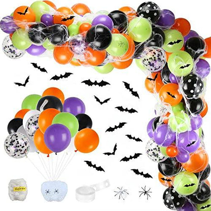 155 Pieces Halloween Balloon Garland Arch Kit for Halloween Party Background Classroom Decoration - Lasercutwraps Shop