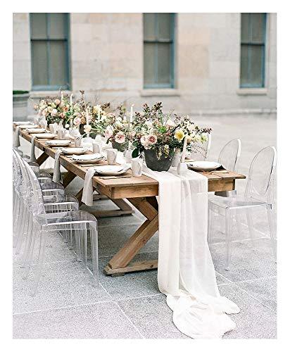 10ft White Chiffon Table Runner 2 Packs 28x120 Inches Romantic Rustic Wedding Table Runner Overlay Sheer Bridal Party Decorations - Lasercutwraps Shop