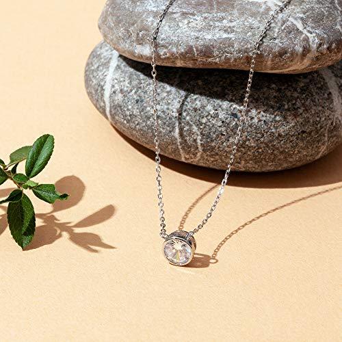 14K Yellow Gold Plated 1.00 ct (D Color, VVS Clarity) CZ Simulated Diamond Bezel-Set Solitaire Choker Necklace | Necklace for Women - Lasercutwraps Shop