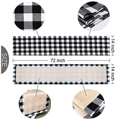 Buffalo Plaid Table Runner, Reversible Burlap & Cotton Table Runner for Christmas Holiday Birthday Party Home Decoration - Lasercutwraps Shop