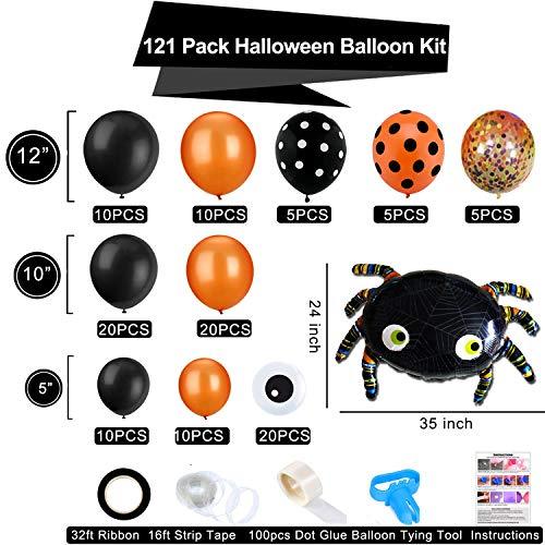 121 Pack Halloween Balloon Arch Garland Kitwith Mylar Spider Balloon for Kids Halloween Theme Party - Lasercutwraps Shop