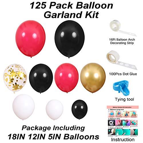 125pcs Black White Red Balloon Garland Kit for Casino Card Night Party Decorations - Lasercutwraps Shop