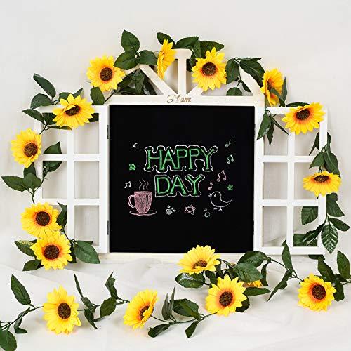 3 Pack Artificial Sunflower Garland Silk Sunflower Vine Artificial Flowers with Green Leaves Wedding Table Decor - Lasercutwraps Shop