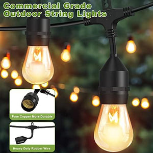 S14 Outdoor String Lights 50ft Commercial Grade Strand with 15 Edison Vintage Waterproof Bulbs - Lasercutwraps Shop