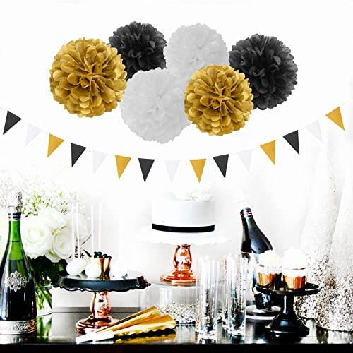 Black White Gold Party Decoration 23pcs KitsTassel Garland Birthday Bachelorette Baby Shower Graduation Decorations - Lasercutwraps Shop