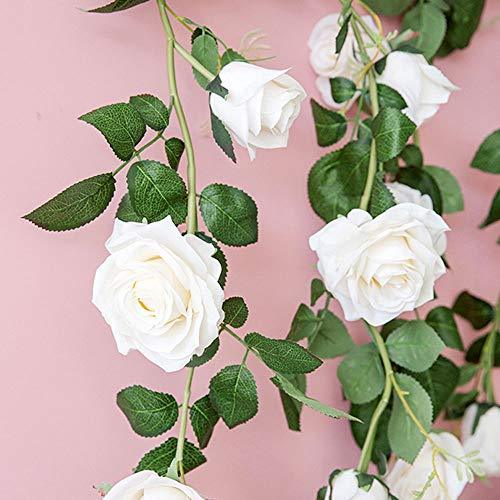 3pcs 19.5ft Fake Rose Garland, Artificial Silk White Flower Vines, Hanging Floral Garland, Wedding Flowers String Party Arch Garden Decor - Lasercutwraps Shop