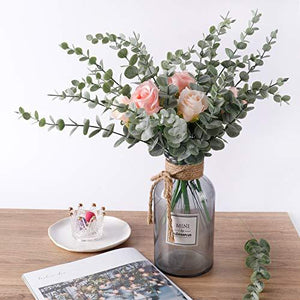 24pcs Artificial Eucalyptus Leaves Stems Real Grey Green Touch Branches for Home Office Centerpiece Wedding Banquet Flower Arrangement Decoration - Lasercutwraps Shop