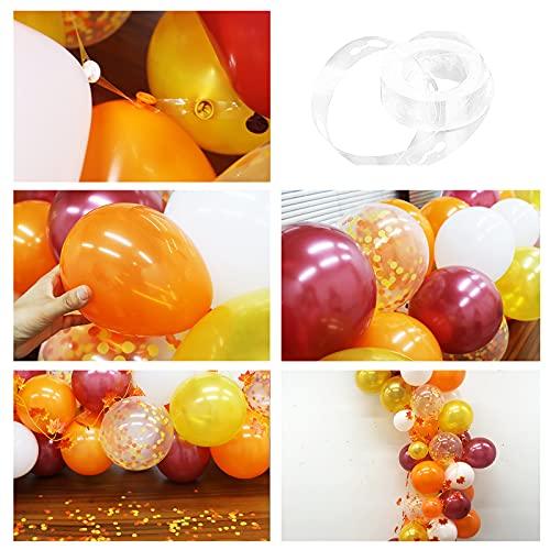 112PCS Fall Balloons Garland Arch Kit - Orange Gold Burgundy White Confetti Balloons with Artificial Maple Leaves Garland for Thanksgiving - Lasercutwraps Shop