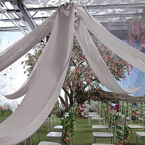 Wedding Arch Drapes 2 Panels 6 Yards White and Gray Sheer Chiffon Fabric Drapery Wedding Backdrop Decor - Lasercutwraps Shop