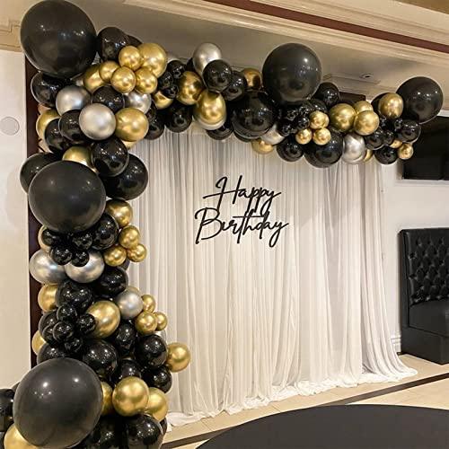 111PCS Black Gold and Silver Balloon Garland Arch Kit for Birthday Graduation Bachelorette Wedding Party Decoration - Lasercutwraps Shop