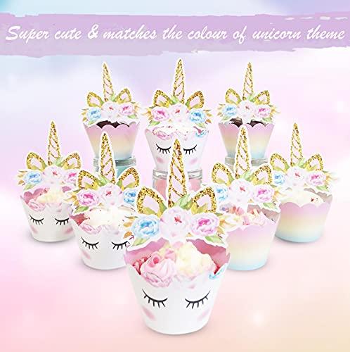 Unicorn Cupcake Toppers and Wrappers Decorations (36 of Each) for Girl's Birthday Party - Lasercutwraps Shop