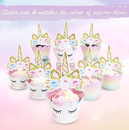 Unicorn Cupcake Toppers and Wrappers Decorations (36 of Each) for Girl's Birthday Party - Lasercutwraps Shop