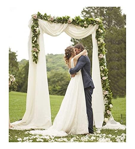 Wedding Arch Drapes Fabric 2 Panels 6 Yards White and Ivory Chiffon Fabric Drapery for Party Ceremony Stage Reception Decorations - Lasercutwraps Shop