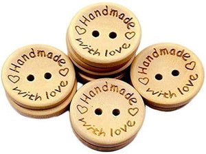 100 Pcs Wooden Buttons Handmade with Love Round Sewing Button 2 Holes Crafts Decor Button DIY Craft Supplies - Lasercutwraps Shop