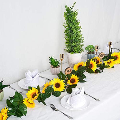 3 Pack Artificial Sunflower Garland Silk Sunflower Vine Artificial Flowers with Green Leaves Wedding Table Decor - Lasercutwraps Shop