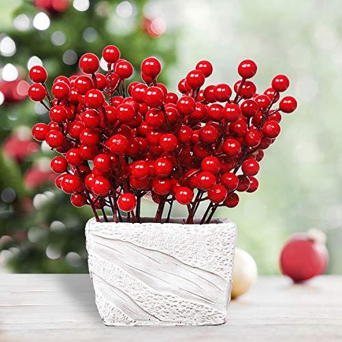 24 Pack Christmas Red Berries Set for Christmas Tree Decoration, Artificial Christmas Red Berry Stems for DIY Crafts - Lasercutwraps Shop
