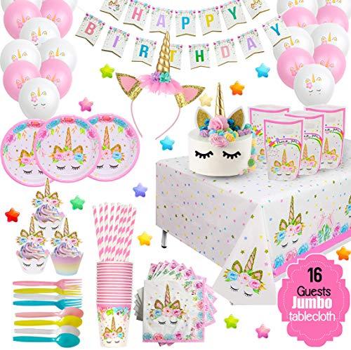 Unicorn Party Supplies and Plates for Girl Birthday Unicorn Party Decorations - Lasercutwraps Shop