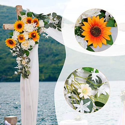 3pcs Sunflower Artificial Wedding Arch Flowers Kit, Wedding Arch Draping Fabric - Lasercutwraps Shop