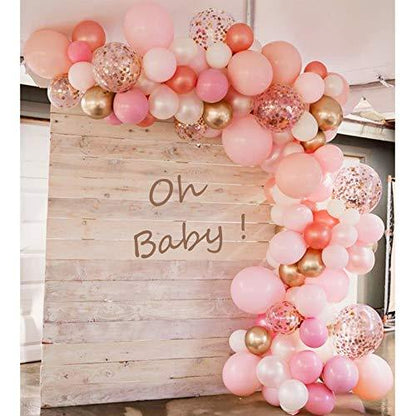 Rose Gold Balloons 125pcs 12 Inch Gold and Pink Balloons Garland Arch Kit for Baby Shower - Lasercutwraps Shop