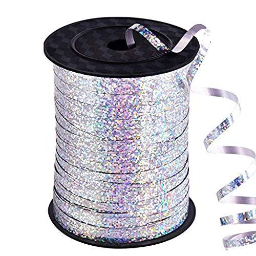 500 Yards Silver Crimped Curling Ribbon Shiny Metallic Balloon String Roll Gift Wrapping Ribbon for Party Festival Art Craft Flowers Decorations - Lasercutwraps Shop