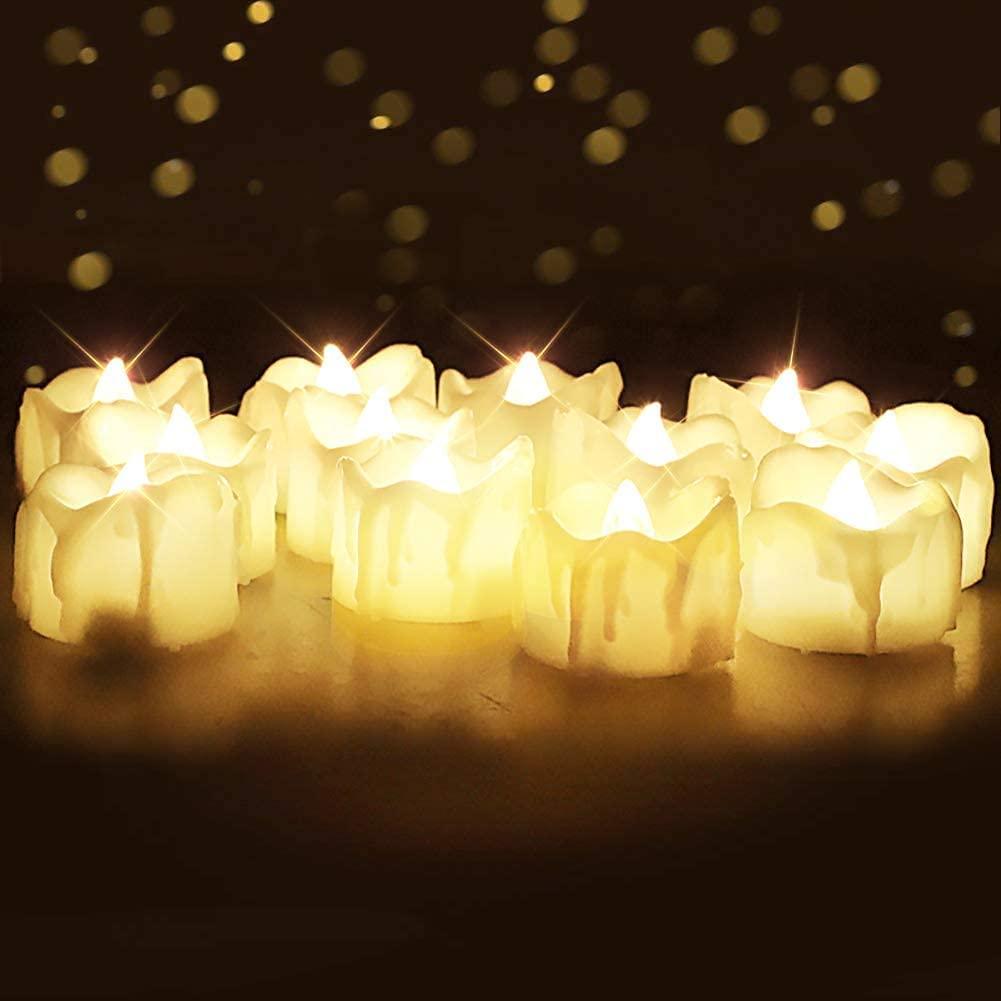 Timer Tea Lights, Flameless Flickering Auto Tea Lights Battery Operated, Auto-On 6 Hours and Off 18 Hours Everyday, Batteries Included - Lasercutwraps Shop