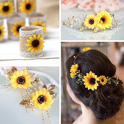 250pcs Artificial Silk Sunflower Heads Fake Faux Flower Heads Yellow Floral for Wedding Centerpieces Decor Home Decoration Garden Wreath Art Craft (Multi Size) - Lasercutwraps Shop