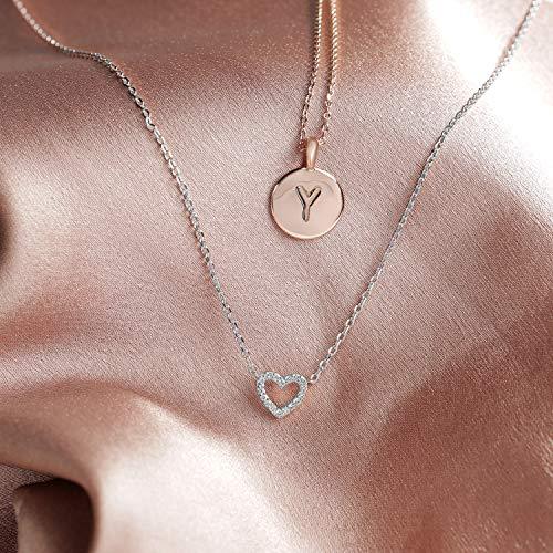 14K Gold Plated Cubic Zirconia Heart Necklace | Layered Necklaces | White Gold Necklaces for Women - Lasercutwraps Shop